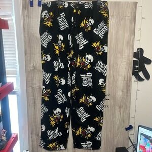 Rare Guitar Hero 2009 Pajama Pants Activision Sz XL All Over Print Skull flames